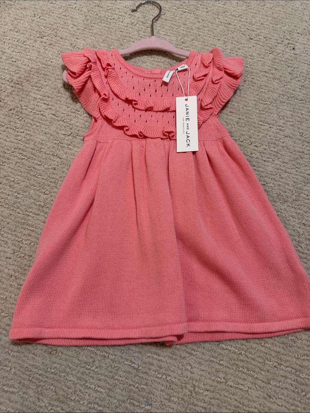 Janie and Jack Coral-Pink Ruffle Knit Dress